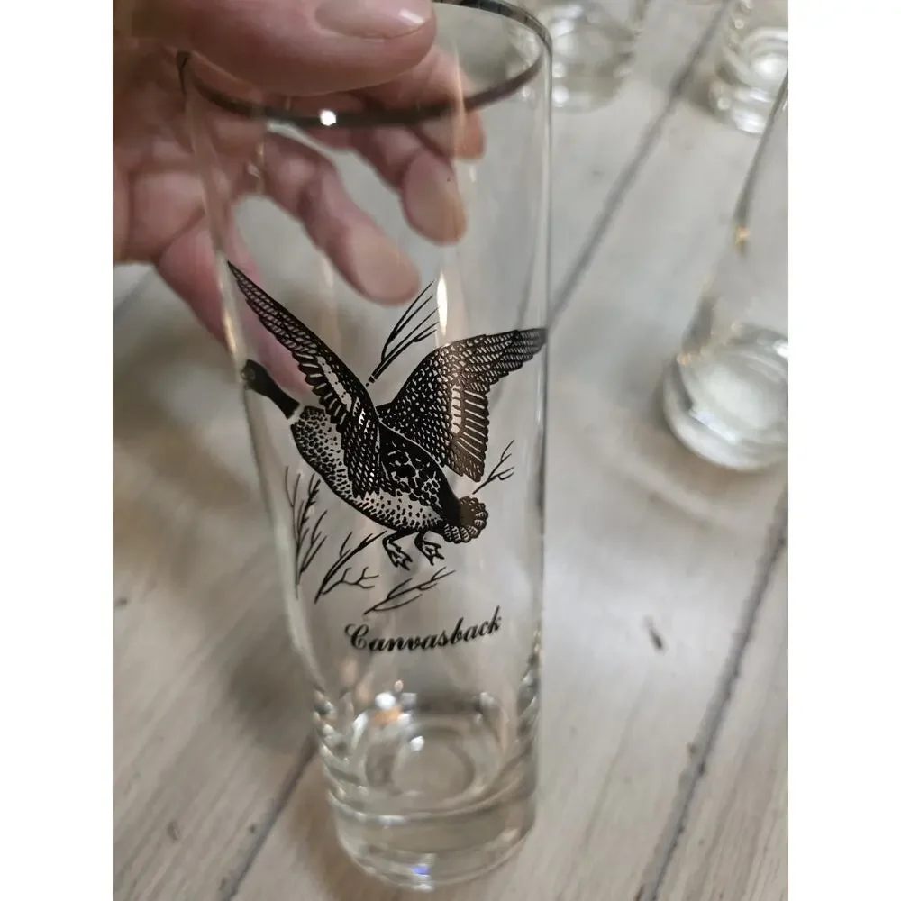 Vtg Federal Highball Glasses Canada Goose Game Birds Sportsman Barware Man Cave